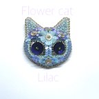 作品Lilac  cat  ねこちゃん　スパンコール立体刺繍