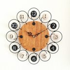 作品再販 直径26 ワイヤークロック　アンティーク調な掛け時計 モノトーン系