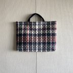 作品【lesson bag】マドラスチェックのキルティング生地で作ったレッスンバッグ