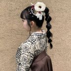 作品Hanakanzashi シャクヤク 水引 古典的ヘア 成人式 卒業式 ヘアアレンジ 振袖 袴 前撮り ヘッドパーツ ヘッドドレス
