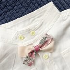 作品蝶ネクタイ ♛  cotton × flower （ pink × light beige ）ベビー キッズ 赤ちゃん 子供 男の子