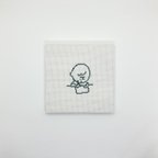 作品【ファブリックパネル】韓国　刺繍　男の子　線画　クロスステッチ