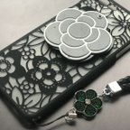 作品鏡付きレースの花柄iPhoneケース