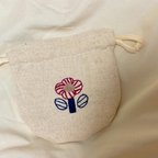 作品お花刺繍のミニ巾着