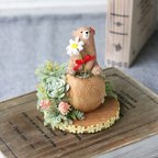 作品【予約販売】リニューアル★人気のクマと春の森♪天然の木を使用した母の日フラワーギフト！【超早割10％OFF】2024年新作　母の日ギフト/お誕生日/退職祝い