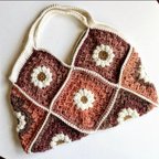 作品お花モチーフの編み物ハンドバッグ