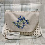 作品【売約済】お花の刺繍のショルダーかごバッグ