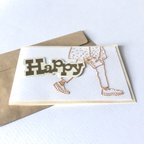 作品メッセージカード／Happy （紙刺繍／一点物）