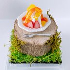 作品 「たっぷり生クリームとフルーツのパンケーキ」　パンケーキ　ミニチュアフード