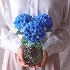 作品◆粘土のお花◆　紫陽花・・・ブルー　高さ約25センチ　A670