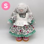 作品JELLYCAT ジェリーキャット バシュフル Sサイズ用 いちご柄 ホワイト グリーン レース エプロン ワンピース 着せ替え 洋服 コスチューム