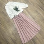 作品YUWA ピンク フラワー の かわいらしい ギャザースカート