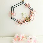 作品桜の花に誘われて〜ワイヤークラフト〜桜とメジロの壁飾り