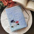 作品手刺繍のブックカバー/アジサイ