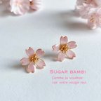 作品【 金属アレルギー対応 】  桜ふわり春ピアス  ディップアート ピンク 春色 spring 桜 入学式 入園式 サージカルステンレス