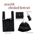 作品【4点SET】peaceful checked item set (バッグ / ボタンポーチ / 巾着 / キーリング)