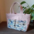 作品👛送料無料👛　ｷｬﾝｶﾊﾞｰトートバッグS　ﾋﾟﾝｸ　ﾈｺ