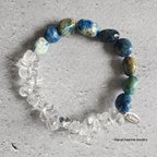 作品【Minne 限定】Two colors bracelet (アズロマラカイト×クリスタル)