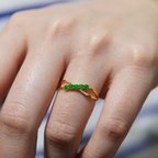 作品24-32 受注製作 k18金 天然 ミャンマー産 氷種 陽緑 本翡翠 リング 指輪 ダイヤモンド