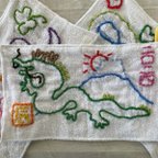 作品15. 2024干支【 辰 】と小鳥と猫の刺繍雑巾3枚セット