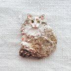 作品長毛猫ブローチ（cat brooch）