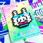 作品【送料込】8bitブローチ♡エアロビわんこ♡レトロゲームタウン