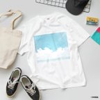 作品青空と海と飛行機雲のTシャツ 選べるサイズと生地 小さいサイズ・大きいサイズ・キッズ