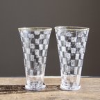 作品【sale】long glass【ペアグラス】市松