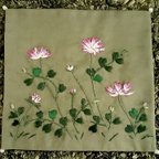 作品送料無料/敷物/れんげ草 手刺繍T043　　　　　　　　　　