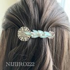 作品オリーブのミニバレッタ ☆送料無料☆ #シルバー　#ヘアアクセサリー　#プチギフト　レジン