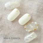 作品white alabaster×alphabet gelnail♡/乳白色/シェル/イニシャル/アルファベット/ネイル