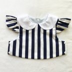 作品stripe×white collar bib(navy)