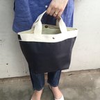 作品＊ボートバッグ＊navy・off white 軽量 M size