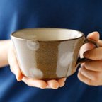 作品水玉スープカップ(茶) 小石原焼 ヤママル窯