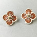 作品オレンジのお花刺繍