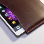 作品本革製iPad mini用ケース チョコレート革×ピンク糸