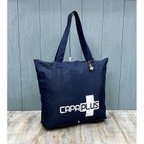 作品『クリアランスSALE』【送料無料】PAPAのエコバッグ！　ナイロントート　コンパクト　軽量　ＮＡＶＹ