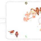 作品〔受注生産〕桜とすずめの手帳型スマホケース ベルト付き