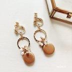 作品ゴールドリング×つぶつぶパール×gold wood earring[ノンホールピアス・ピアス]