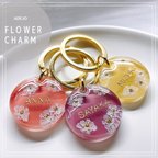 作品【ふんわりお花】flower♡ウルツヤ♡デザインチャーム♡キーホルダー♡キーリング⚫︎ラウンド⚫︎