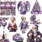 作品紫のクリスマス　サンタクロース　子供❄フレークシール