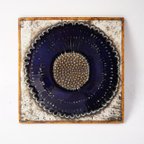 作品傑作ユニークピース グスタフスベリ リサ・ラーソン 青と黒のひまわり（Solros）の陶板 北欧ヴィンテージ スウェーデン製