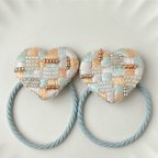 作品手刺繍ヘアゴム　"petit heart"  2個セット