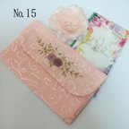 作品【再再販♡ハンドメイド】薔薇刺繍の袱紗(ふくさ)　ピンク　　冠婚葬祭　№15