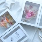作品【2つセット】ピンク/オレンジ　プリザーブドフラワーの花束　フォトフレーム/写真立て/2L ご両親贈呈品、内祝いにおすすめ