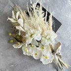 作品【送料無料】高級胡蝶蘭のホワイトブーケ　スワッグ　花束　ウェディングブーケ