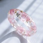 作品〜箔/ラメ入り色を選べる紫陽花のバングル〜　アジサイ　アナベル　クリア　レジン　花　ドライフラワー　パステル　紫陽花　プリザーブドフラワー　アロマ　ハーバリウム　インテリア　ターコイズ　魚