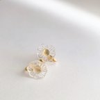 作品vintage Czech ice flower button  earrings