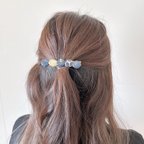 作品送料無料✨️ꫛꫀꪝ✧‧˚レジンヘアクリップ❤️Ｎｏ．2くすみカラーネイビー✨️ゴールド✨️