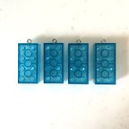 作品Clear Blue Rectangle Block Pendant Tops